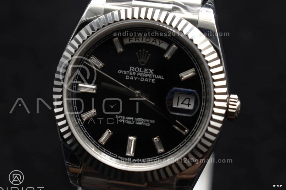 Black Gain GSF A2836 40 Crystal President Dial Weight DayDate SS on Bracelet 1206